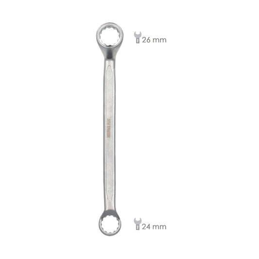 Llave Estrella Acodada Plus Acero Cromo Vanadio 24x26 DIN 838. Llave Doble Boca Acodada, Llave Fija Estrella Acodada