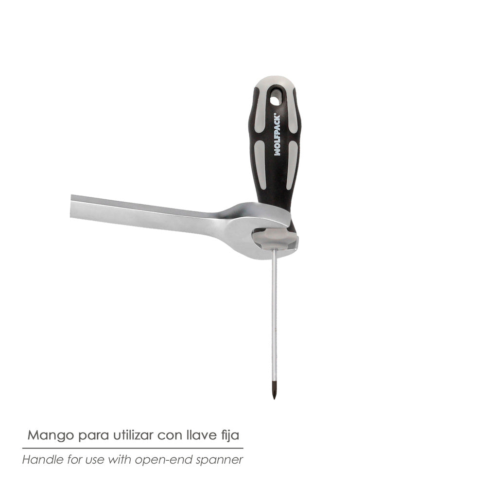 Destornillador Phillips Acero S2 Mango TPR Bimaterial. Medida PH 1 x Ø 5,0 x 100 mm.  DIN5262.