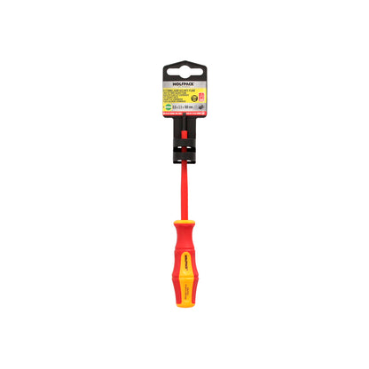 Destornillador Plano Aislado Certificado VDE 1.000 V. Medida 0,6x Ø 3,0 x 100 mm. Destornillador Seguridad Electricista