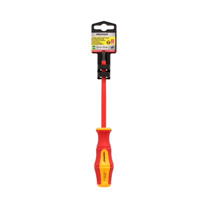 Destornillador Plano Aislado Certificado VDE 1.000 V. Medida 1,0 x Ø 5,5 x 125 mm. Destornillador Seguridad Electricista
