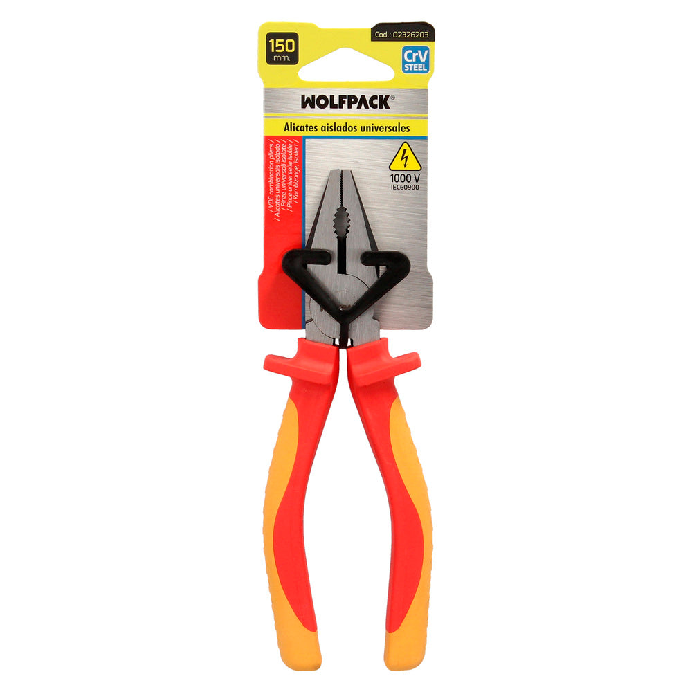 Alicates Universales 150 mm. Mangos Aislados Acero Cromo Vanadio Pelacables, Corta Cables, Pelador Cables