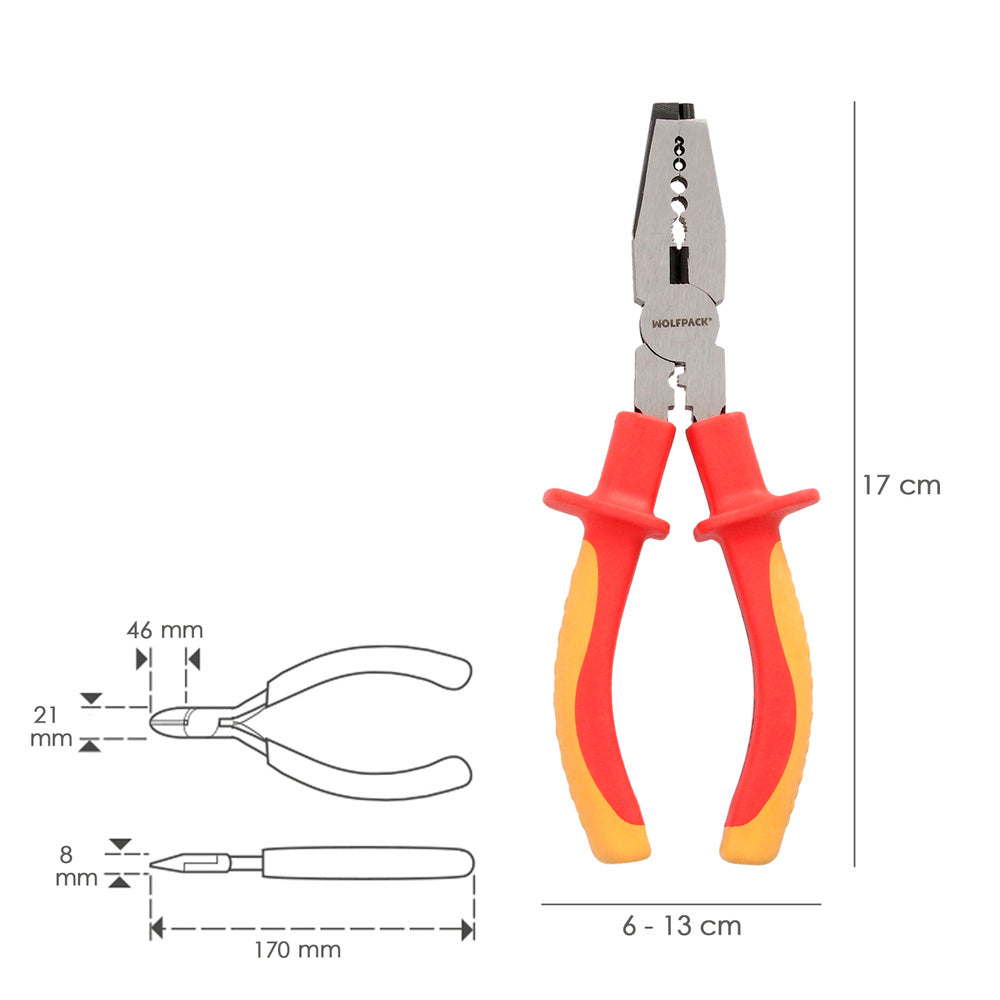 Alicates Pelacables Multifunción 150 mm. Mangos Aislados Acero Cromo Vanadio Pelacables, Corta Cables, Pelador Cables