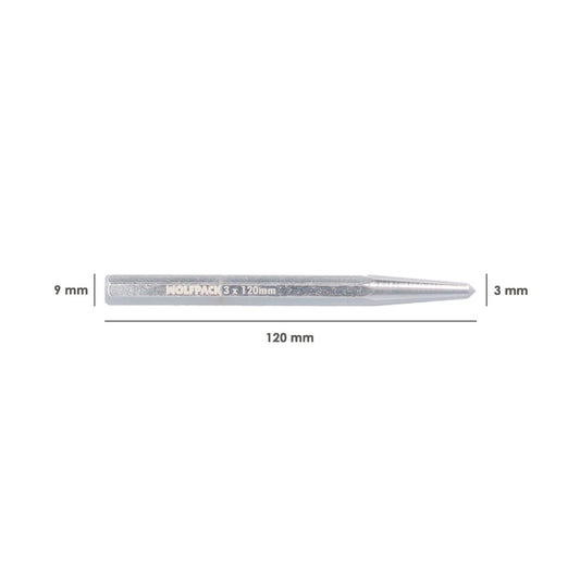 Granete Wolfpack 3 x 9 x 120 mm. Punzon metalico, Perforadores metalicos, Marcadores Metalicos.