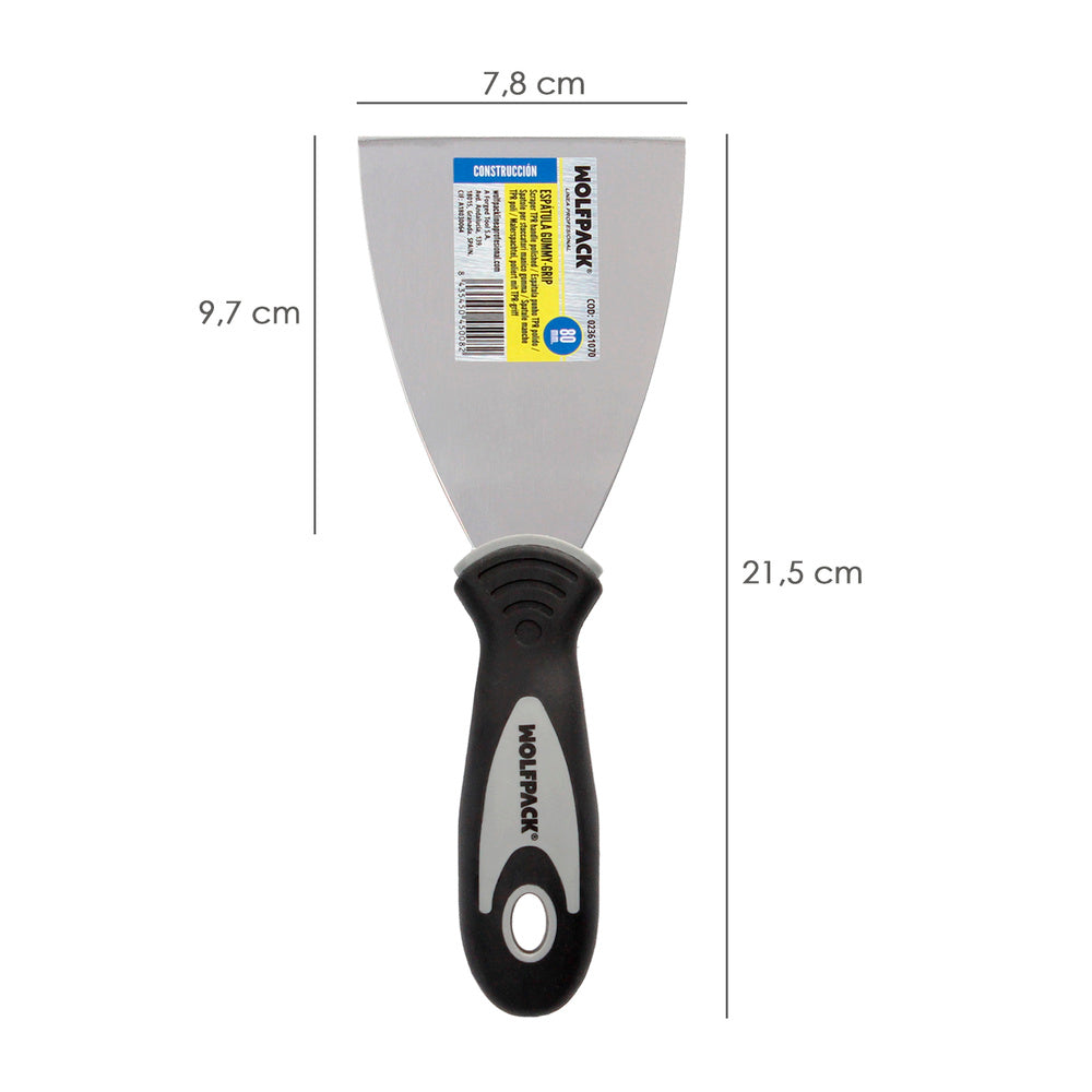 Espatula Mango Gummy Grip Hoja 80 mm. Aplicar Yeso, Pintora, Masillas, Pladur, etc.