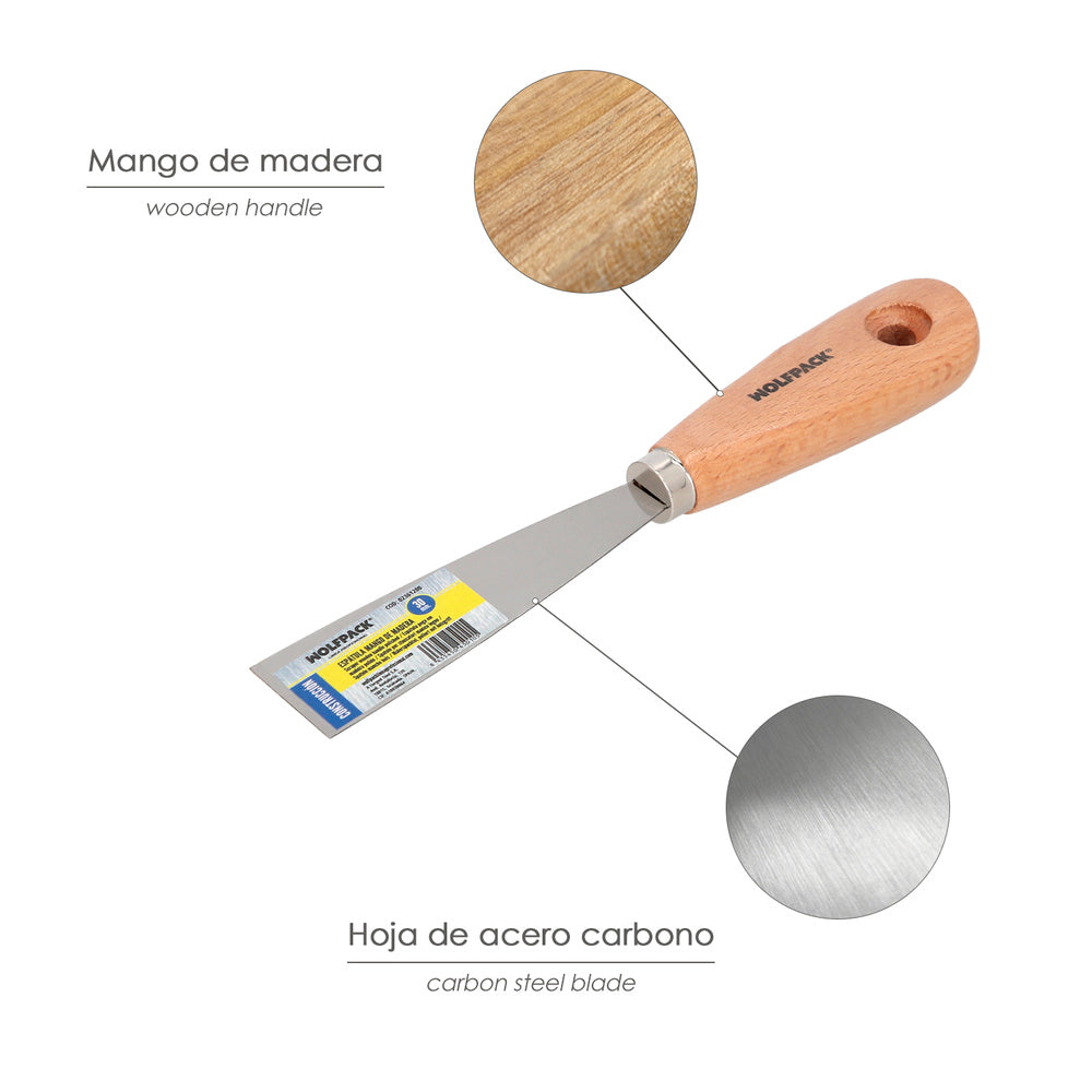 Espatula Mango Madera Hoja Acero 30 mm. Aplicar Yeso, Pintora, Masillas, Pladur, etc.