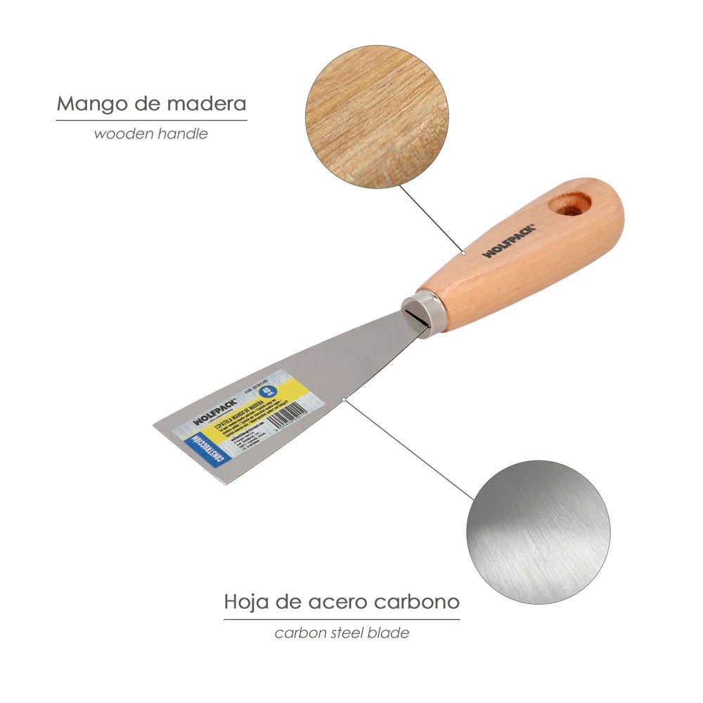Espatula Mango Madera Hoja Acero 40 mm. Aplicar Yeso, Pintora, Masillas, Pladur, etc.
