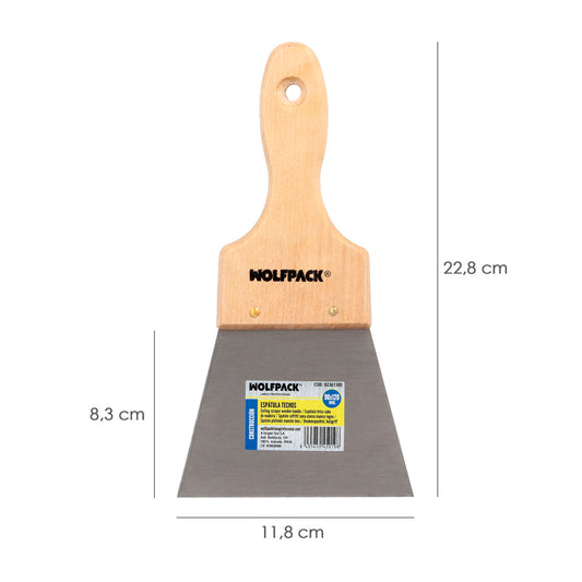 Espatula Techos Mango Madera Hoja Acero 90 x 120 mm. Aplicar Yeso, Pintora, Masillas, Pladur, etc.
