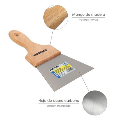 Espatula Techos Mango Madera Hoja Acero 90 x 120 mm. Aplicar Yeso, Pintora, Masillas, Pladur, etc.