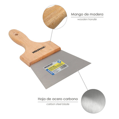 Espatula Techos Mango Madera Hoja Acero 90 x 140 mm. Aplicar Yeso, Pintora, Masillas, Pladur, etc.