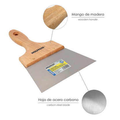 Espatula Techos Mango Madera Hoja Acero 90 x 160 mm. Aplicar Yeso, Pintora, Masillas, Pladur, etc.