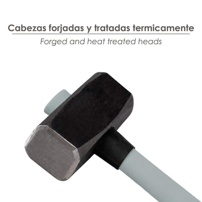 Maza Con Mango Fibra Vidrio 5 Kg. Cabeza Forjada, Con Anillo Anti Vibración, Maza / Porro