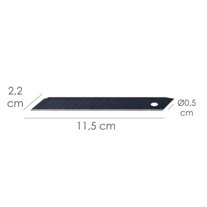 Hoja Cutter 18 mm. (Estuche 10 piezas) Acero SK5 Pavonada