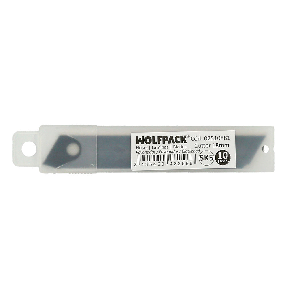 Hoja Cutter 18 mm. (Estuche 10 piezas) Acero SK5 Pavonada