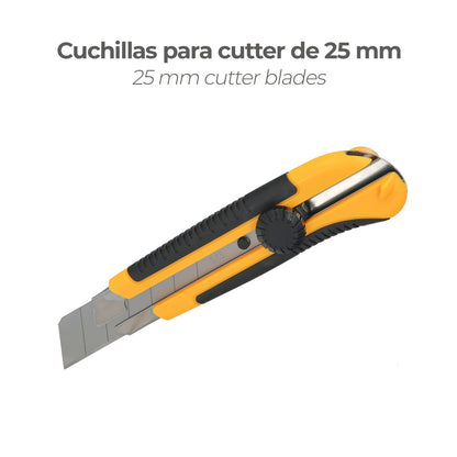 Hoja Cutter 25 mm. (Estuche 10 Piezas) Acero Sk5