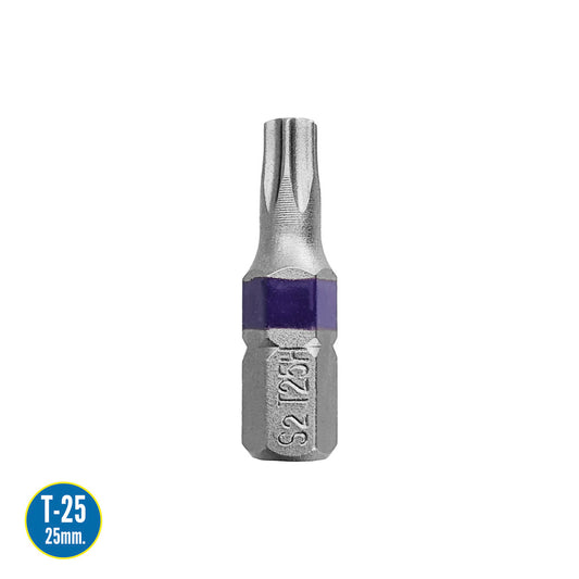 Puntas Destornillador Torx 25 Inviolable (2 Piezas). Acero S2 al Cromo Vanadio. Puntas Hexagonales, Destorpuntas,