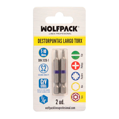 Puntas Largas Destornillador Torx T10 (2 Piezas). Acero S2 al Cromo Vanadio. Puntas Hexagonales, Destorpuntas,