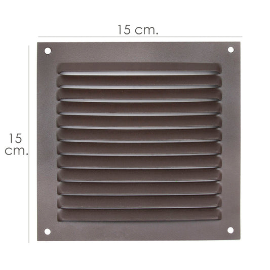 Rejilla Ventilación Atornillar 15x15 cm. Aluminio Color Marrón