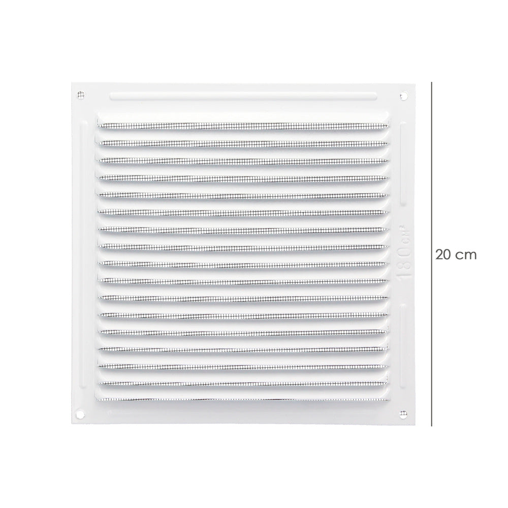 Rejilla Ventilación Aluminio Con Mosquitera Atornillable 200 x 200 mm. Color Blanco