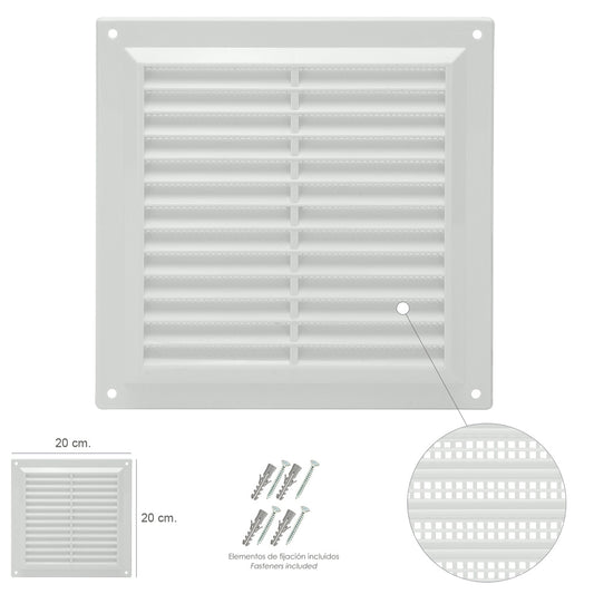 Rejilla Plastico Sobreponer Con Malla Posterior 20x20 cm.