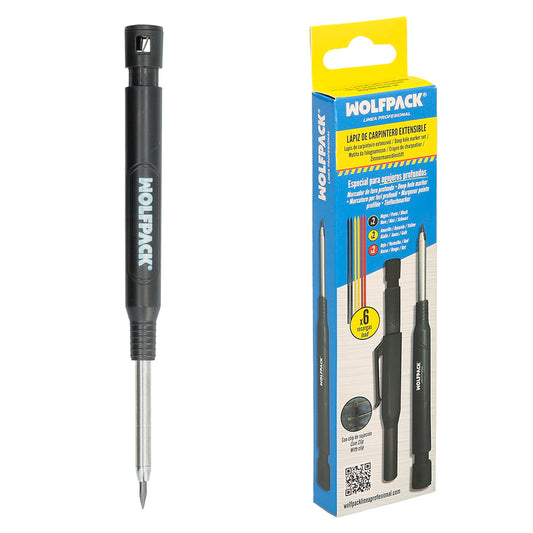 Lapiz Carpintero Portaminas Con 6+1 Recargas Cera Marcadora, Tiza Marcadora, Trazador, Rotulador Marcador, Rotulador Obra,