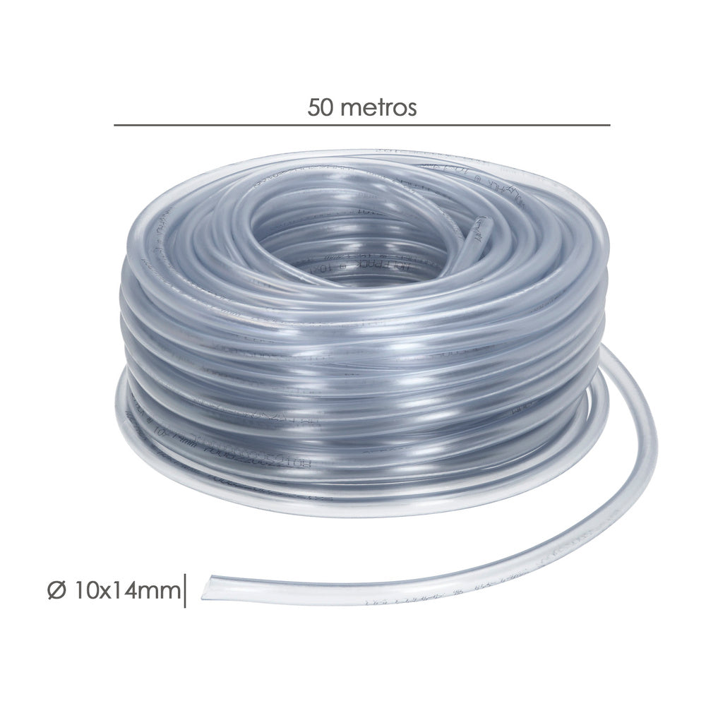 Tubo Transparente De Nivel 10x14 mm. Rollo 50 metros.