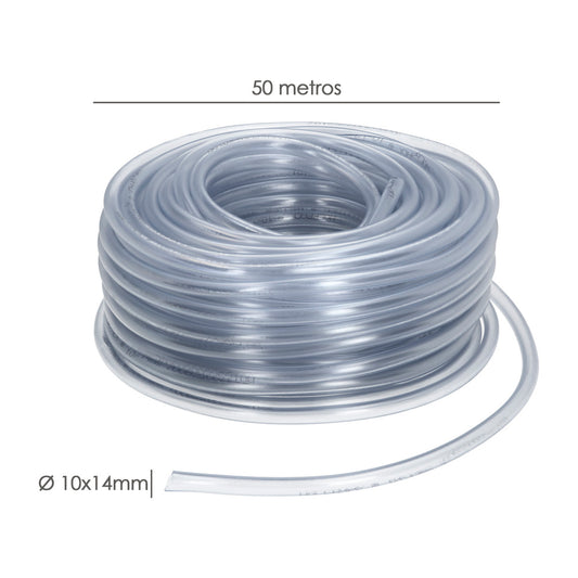 Tubo Transparente De Nivel 10x14 mm. Rollo 50 metros.