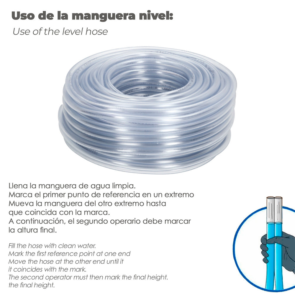 Tubo Transparente De Nivel 10x14 mm. Rollo 50 metros.