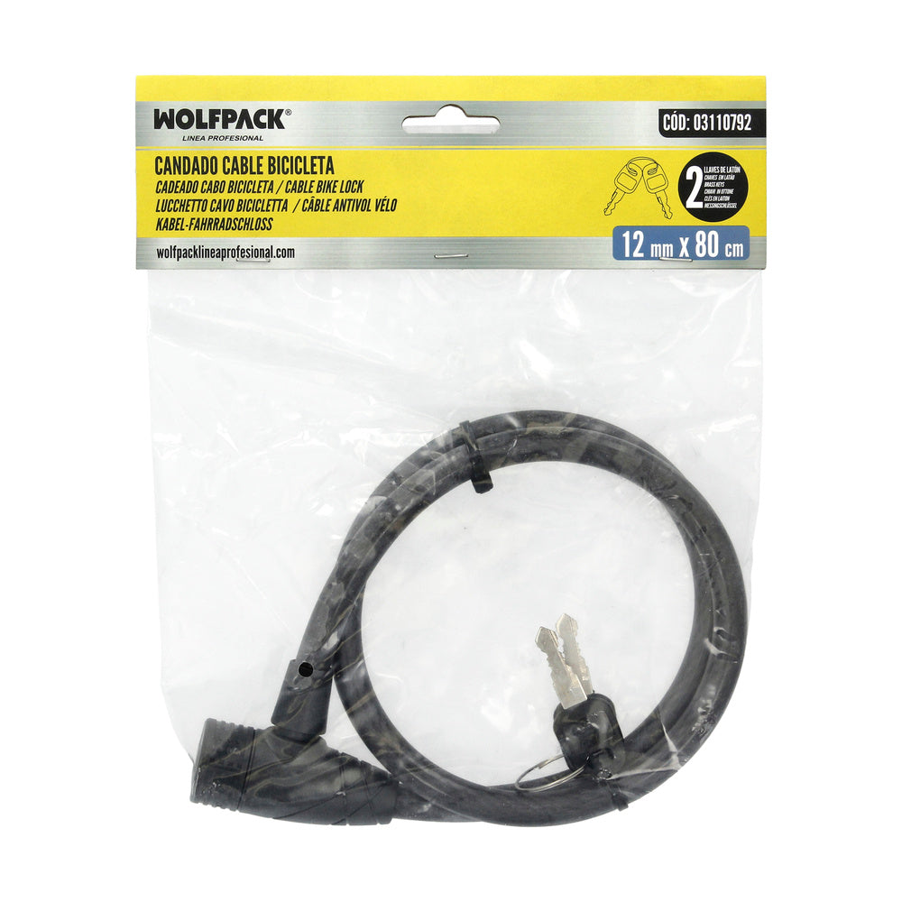 Cable Bicicleta Con Llave 12 mm. x 80 cm.