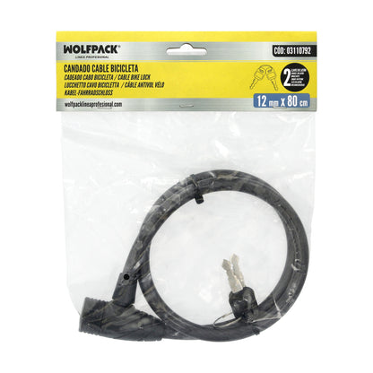 Cable Bicicleta Con Llave 12 mm. x 80 cm.