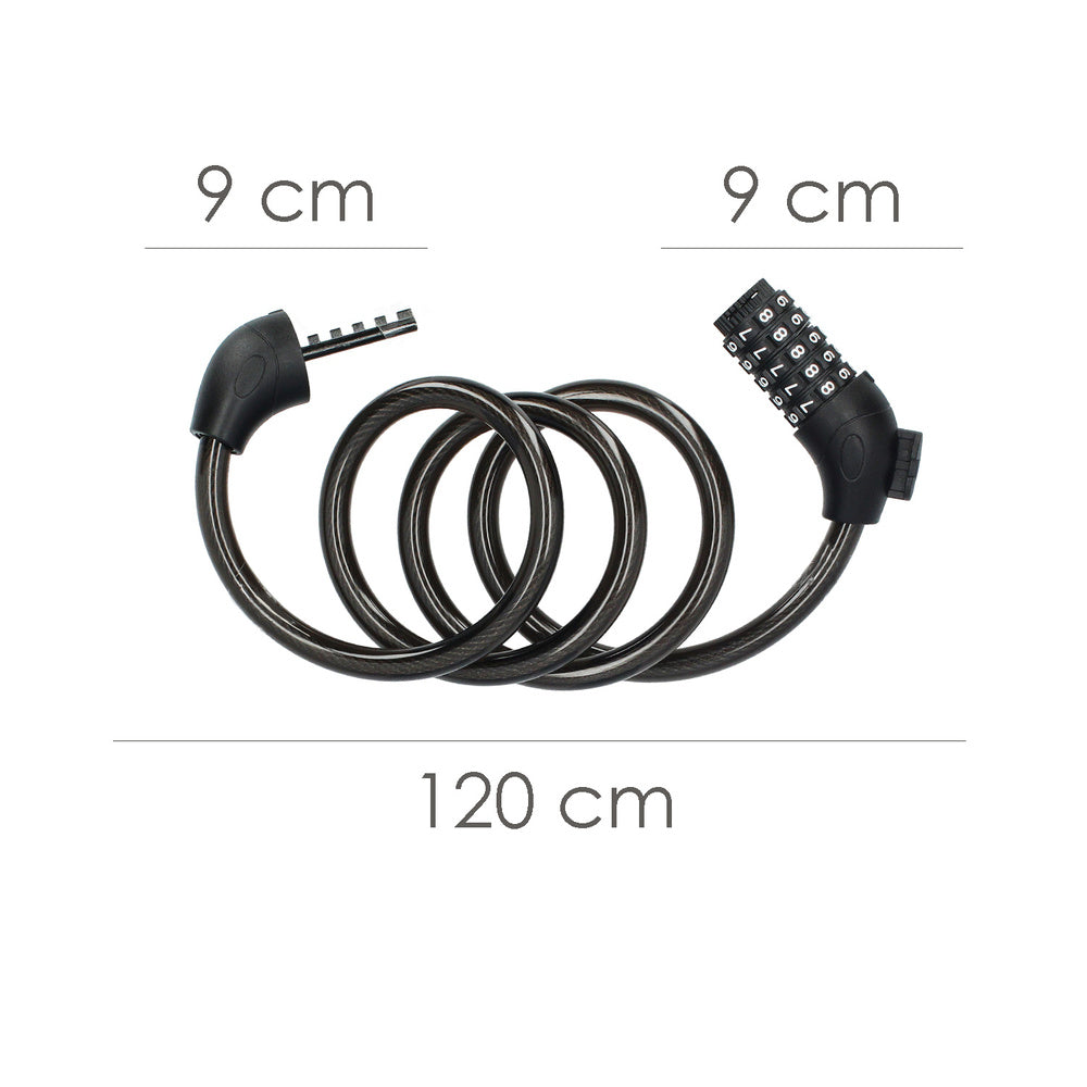 Cable Bicicleta Espiral Con Combinación. 12 mm. x 120 cm.