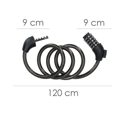 Cable Bicicleta Espiral Con Combinación. 12 mm. x 120 cm.