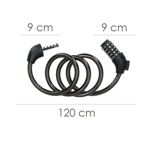 Cable Bicicleta Espiral Con Combinación. 12 mm. x 120 cm.