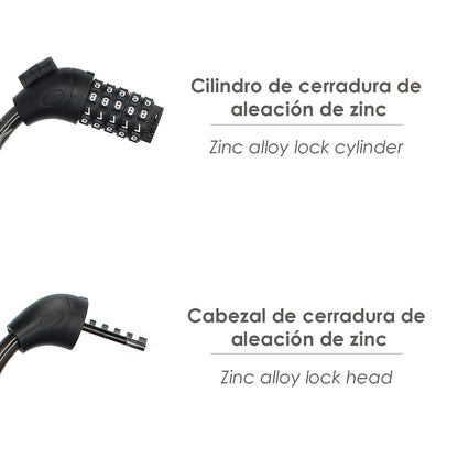 Cable Bicicleta Espiral Con Combinación. 12 mm. x 120 cm.