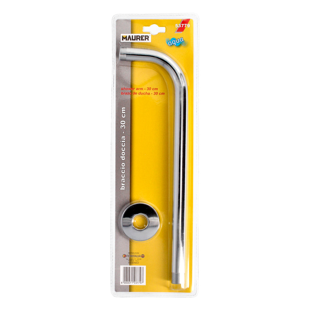 Brazo Ducha Laton  1/2" x 37+7 cm. Angulo recto.