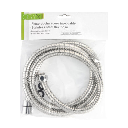 Flexo / Manguera Ducha Acero Inoxidable 1,50 Metros Accesorios de Latón. Flexible, Resistente a Torceduras, Conexión Estandar