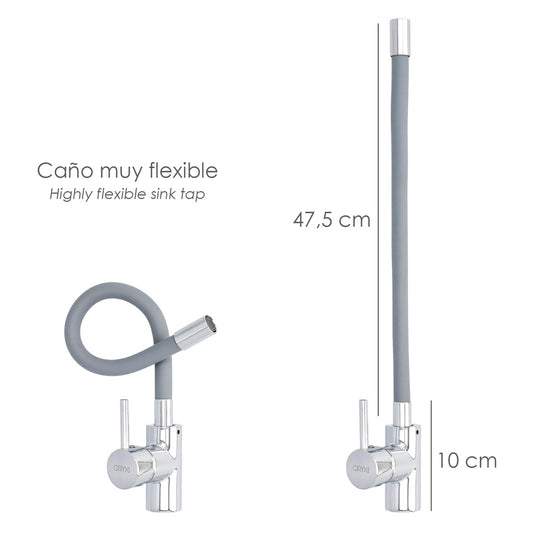 Grifo Monomando Fregadero Flexible Caño Alto, Grifo De Cocina Flexible Caño Alto.Cartucho ceramico Ø 35 mm.