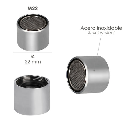 Atomizador Grifos / Monomando F22  (2 piezas) Filtro Aireador Grifo, Economizador de Agua, Difusor Grifo, Aireador Economizador