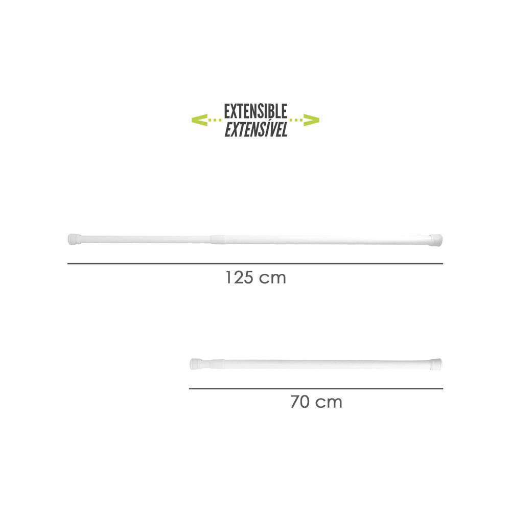 Barra Para  Cortina Ducha Extensible Aluminio Blanco 70 a 125 cm.