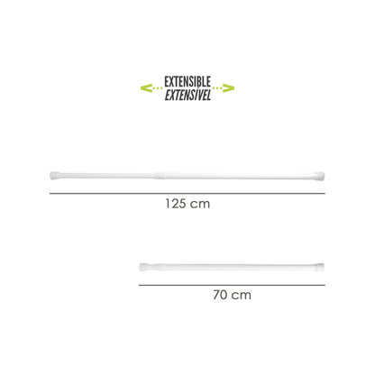 Barra Para  Cortina Ducha Extensible Aluminio Blanco 70 a 125 cm.