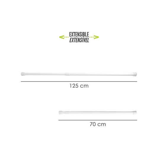 Barra Para  Cortina Ducha Extensible Aluminio Blanco 70 a 125 cm.