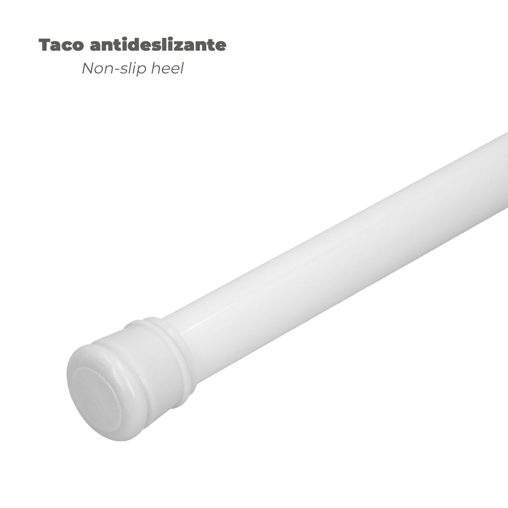 Barra Para  Cortina Ducha Extensible Aluminio Blanco 125 a 220 cm.