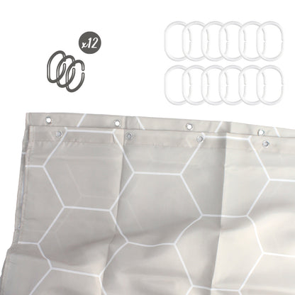Cortina Ducha Formas Geometricas Beige 180x200 cm. Impermeable