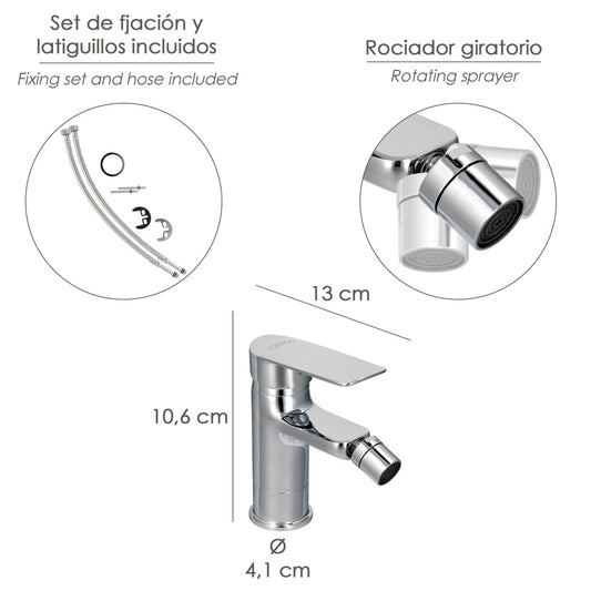 Monomando Bide "Hamburgo" Grifo Baño, Grifo Encimera, Grifo Cocina, Grifo Mezclador. Cartucho Ceramico Ø 35 mm.