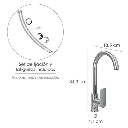 Monomando Fregadero Cocina "Hamburgo" Grifo Baño, Grifo Encimera, Grifo Cocina, Grifo Mezclador. Cartucho Ceramico Ø 35 mm.