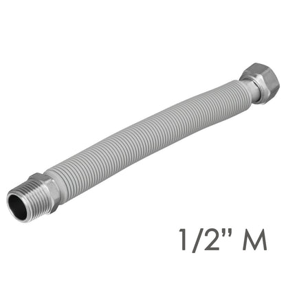 Tuberia Extensible Agua Acero Inoxidable Corrugado. Longitud de 22,5 a 30 cm. Tomas 1/2"