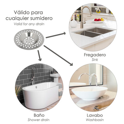 Filtro Cestillo Para Lavabo / Fregadero Inoxidable 8 cm.