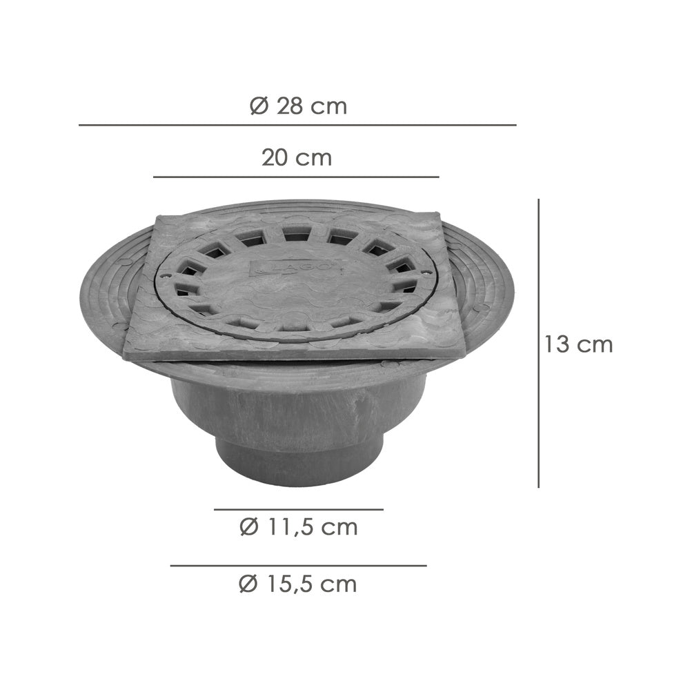 Caldereta Sifonica Pvc 200x200 mm. / Salida Ø 90-110 mm.