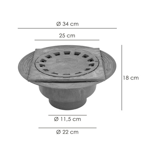 Caldereta Sifonica Pvc Horizontal 250x250 mm. Salida Ø 90 - 110 mm.