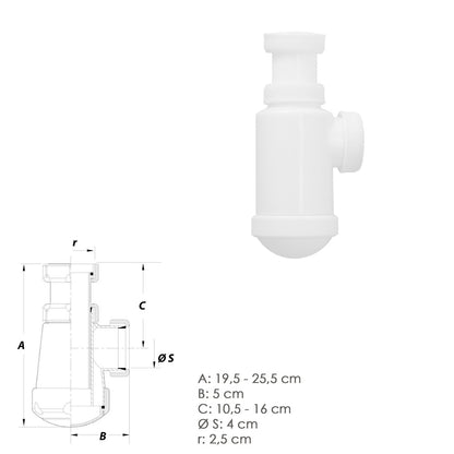 Sifon Botella Extensible  1 1/2  Tuerca Loca