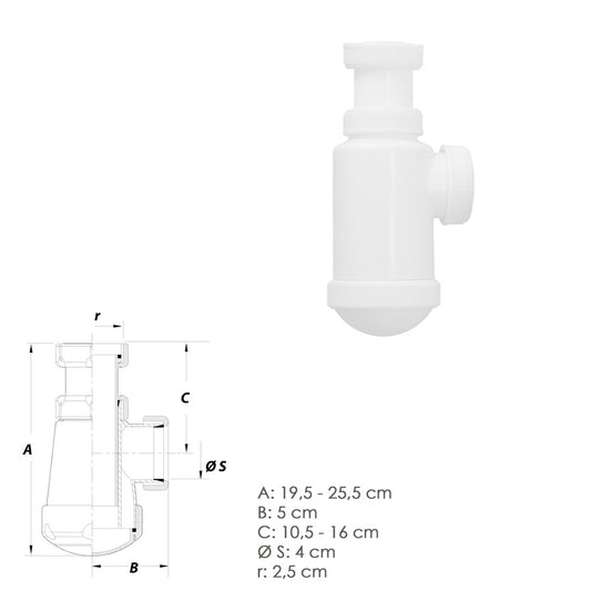 Sifon Botella Extensible  1 1/2  Tuerca Loca